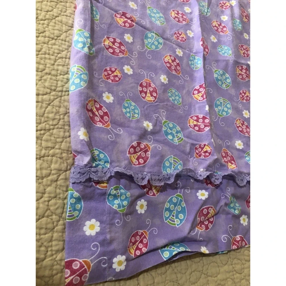Hand Crafted‎ Pillow Case Purple Lady Bugs Flower Girls Bedroom Twin Pillow Sham